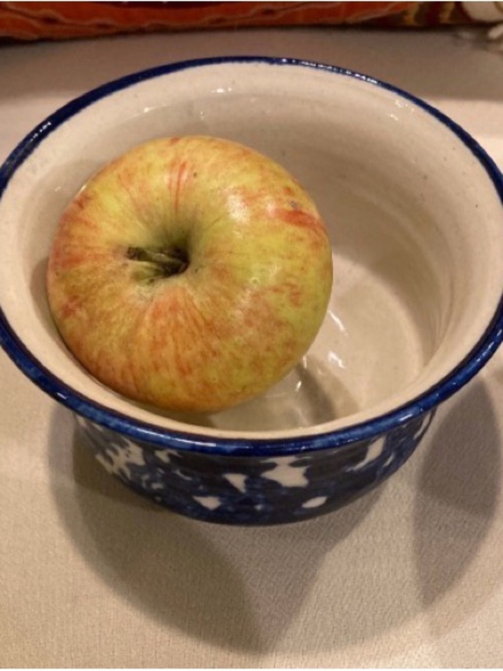 Blue speckle ware apple bakers hand made set of 2